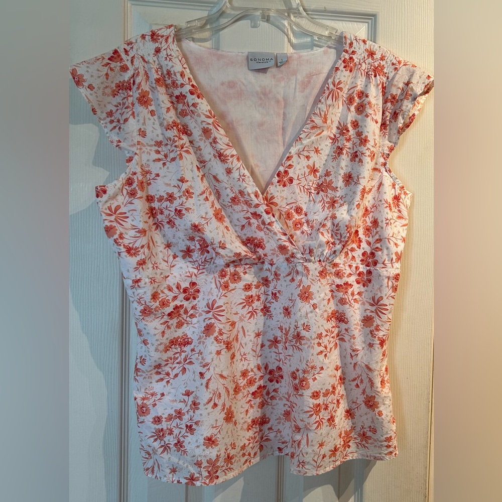 Sonoma Floral Top Size L EUC